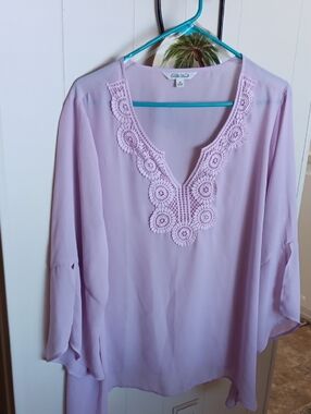 The Pioneer Woman Lavender Crochet V-Neck Tunic XL,2x